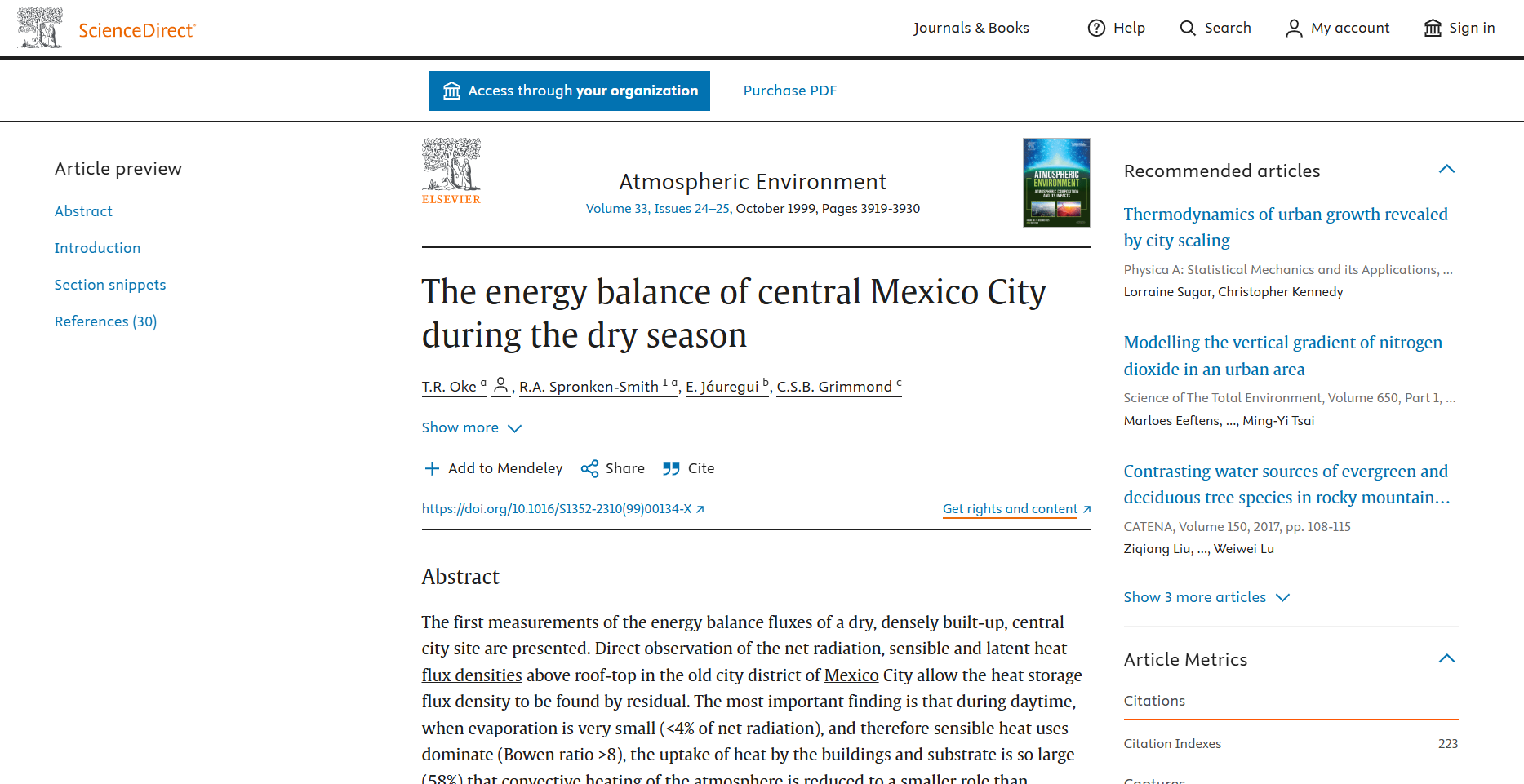 The energy balance of central Mexico City during the dry season