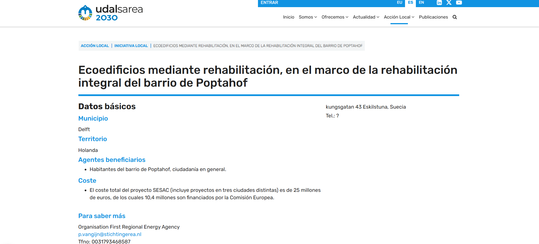 Ecoedificios mediante rehabilitación, en el marco de la rehabilitación integral del barrio de Poptahof