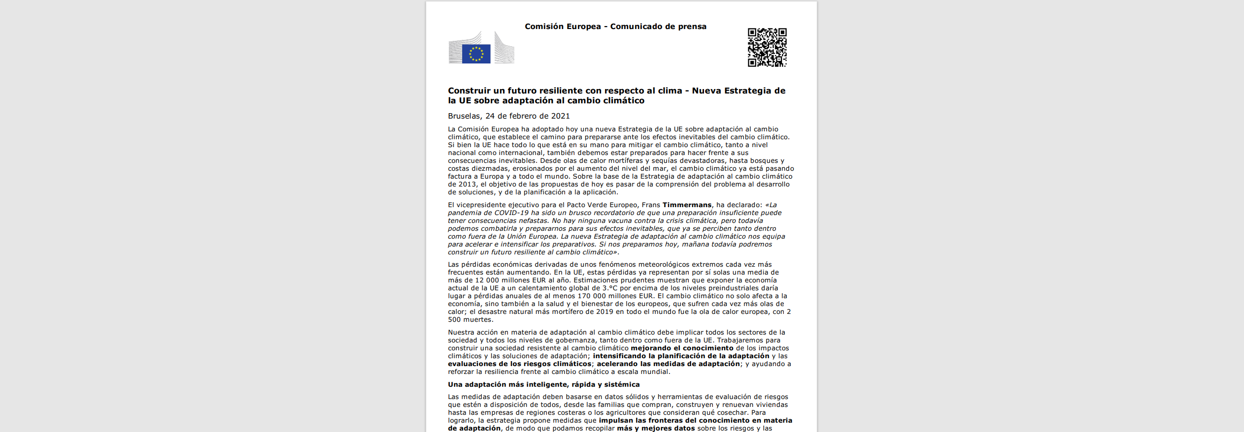 Nueva Estrategia de la UE sobre adaptación al cambio climático
