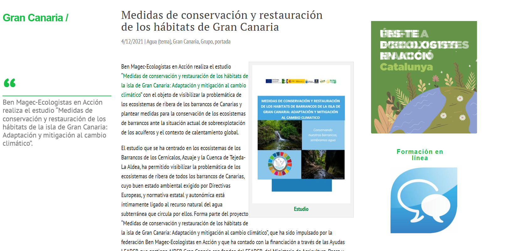 Medidas de conservación y restauración de los hábitats de Gran Canaria